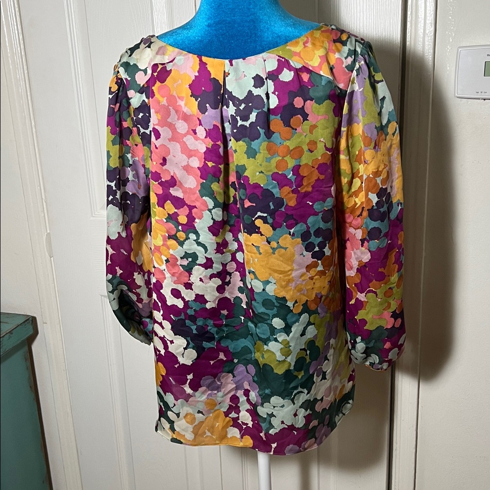 Anthropologie Leifsdottir Silk Multicolor Floral Blouse Women’s 6 - Picture 5 of 7